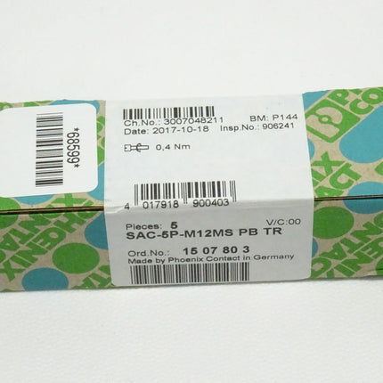 Phoenix Contact 5Stk 1507803 Abschlusswiderstand SAC-5P-M12MS PB TR / 15 07 80 3 NEU-Versiegelt - Maranos.de