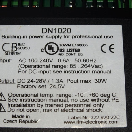 Ifm electronic DN1020  Schaltnetzteil 24 V DC - Maranos.de