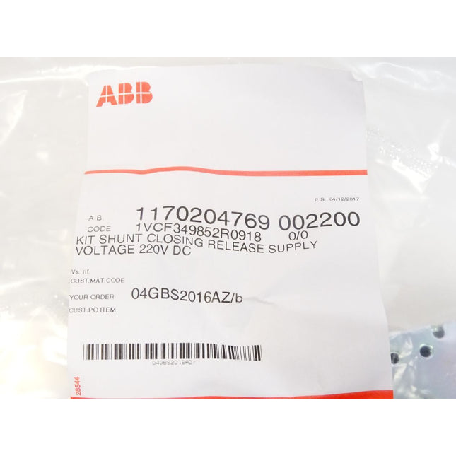 ABB 1170204769 002200 / 1VCF349852R0918 / 1VCR016231G0006 / 1VC11700102BA00 / 1VCR016440G0012 / Neu OVP - Maranos.de