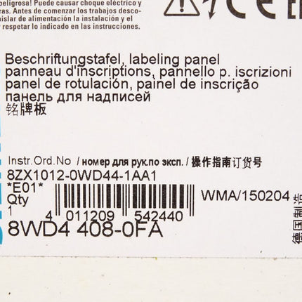 Siemens Beschriftungstafel 8WD4408-0FA 8WD4 408-0FA / Neu OVP - Maranos.de