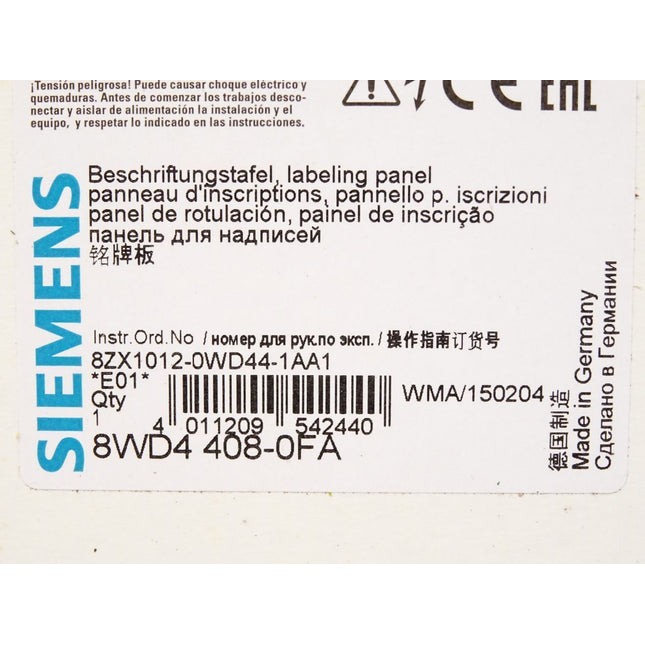 Siemens Beschriftungstafel 8WD4408-0FA 8WD4 408-0FA / Neu OVP - Maranos.de