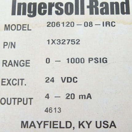 Ingersoll Rand 70470380 / 206 Industrial Pressure Transducer 1000psig / 206120-08-IRC / Neu OVP - Maranos.de