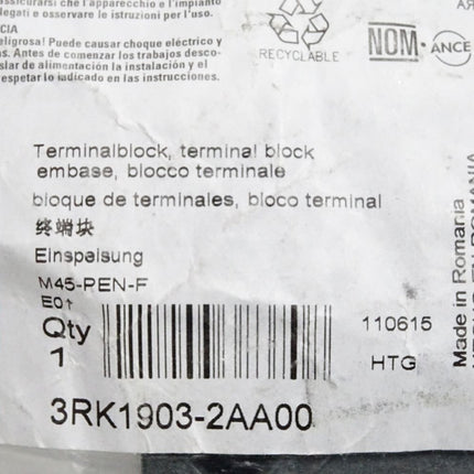 Siemens Terminalblock 3RK1903-2AA00 / Neu OVP - Maranos.de