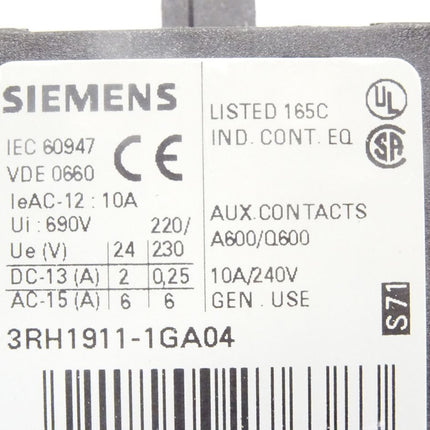 Siemens 3RH1911-1GA04 / Neu - Maranos.de