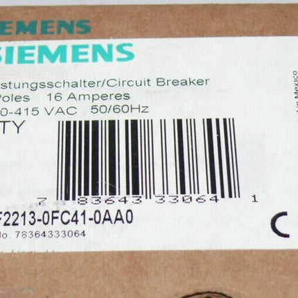 NEU - SIEMENS 3VF2213-0FC41-0AA0 Leistungsschalter 3VF 2213 - Maranos.de