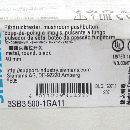 Siemens Pilzdrucktaster 3SB3500-1GA11 / 3SB3 500-1GA11 2 Stück NEO-OVP - Maranos.de