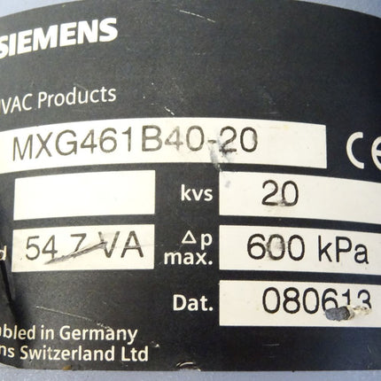 Siemens HVAC products MXG461B40-20 54.7VA 20kvs 600KPa - Maranos.de
