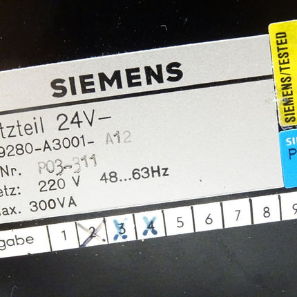 Siemens Stromversorgung Netzteil 24V / C79280-A3001-A12 / 220V 48..63Hz max. 300VA - Maranos.de