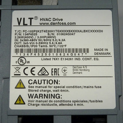 Danfoss VLT FC-102P2K2T4E20H1TGXXXXSXXXXALBXCXXXXD0 HVAC Drive 134F4525 neu-OVP - Maranos.de