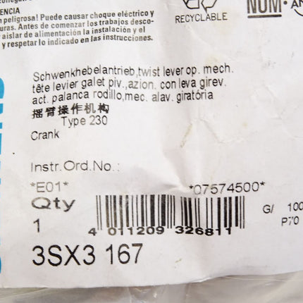 Siemens Schwenkhebelantrieb 3SX3167 / Neu OVP - Maranos.de