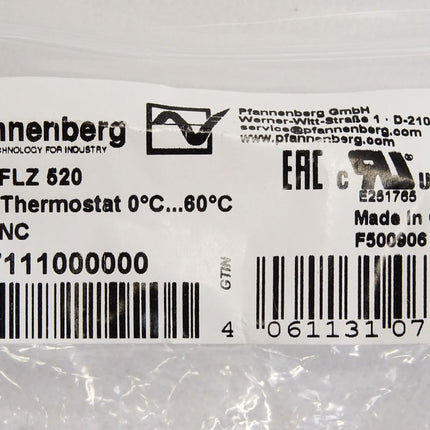 Pfannenberg FLZ520 Thermostat 0°C...60°C / Neu OVP - Maranos.de