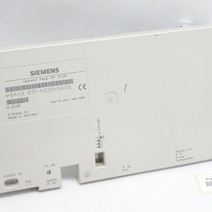 Siemens Backcover Rückschale Panel OP17-DP 6AV3617-1JC20-0AX0 6AV3 617-1JC20-0AX0 - Maranos.de