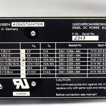 Gossen Konstanter Einschubkarte S63S12/15BU10/8 3361-S002-AM 3167210B3305 - Maranos.de