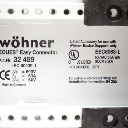 Wöhner Sammelschienenadapter 32459 690V 63A 6kV / Neu - Maranos.de