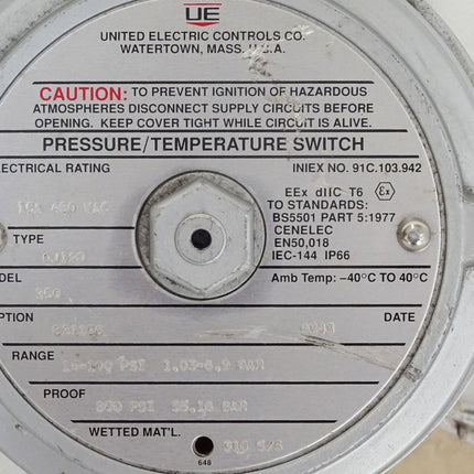 UE United Electric Pressure Switch QJ120 15A 480VAC - Maranos.de