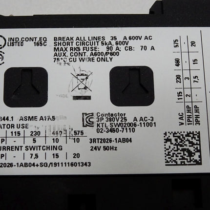 Siemens Leistungsschütz 3RT2026-1AB04 / Neu - Maranos.de