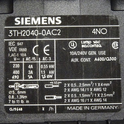 Siemens Hilfsschütz 3TH2040-0AC2 - Maranos.de