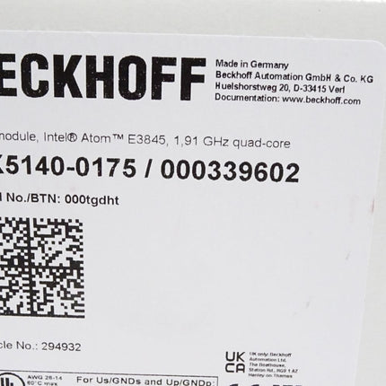 Beckhoff CX5140-0175 / 000339602 Embedded-PC mit Intel-Atom-Prozessor / Neu OVP - Maranos.de