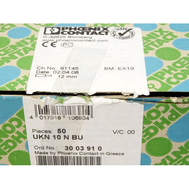 Phoenix Contact UKN10NBU / 3003910 / Inhalt : 50 Stück / Neu OVP - Maranos.de