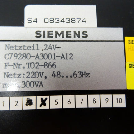 Siemens Stromversorgung Netzteil 24V / C79280-A3001-A12 E:4 / 220V 48..63Hz max. 300VA / Neu OVP - Maranos.de