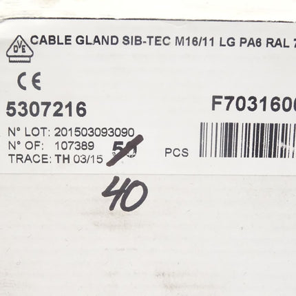 Schlemmer Cable Gland SIB-TEC M16/11 LG PA6 / 5307216 / Inhalt : 40 Stück / Neu OVP - Maranos.de