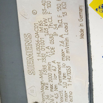 Siemens Permanent Magnet Motor 1HU3056-0AC01 2000min-1 - Maranos.de