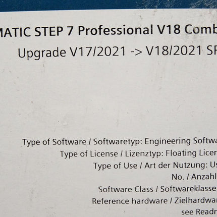 Siemens Simatic Step 7 Professional V18 Combo SUS-220510 Upgrade V18/2021 SR1 6ES7822-1AA08-0YE5 / Neu OVP - Maranos.de