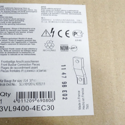 Siemens Frontseitige Anschlussschienen 3VL9400-4EC30 / Neu OVP - Maranos.de