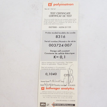 Zellweger Analytics Polymetron 8316 / Pt100 / 150°C / Neu OVP - Maranos.de