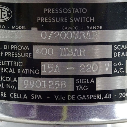 Wika Ettore Cella MWXXDS Plattenfeder-Druckschalter 0/200mbar / Neu - Maranos.de