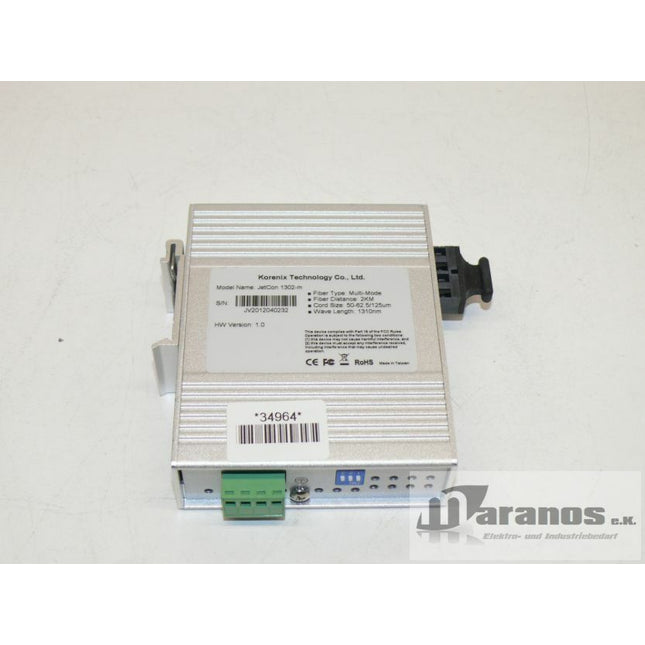 Korenix JetCon 1302-m 2x 10/100 Ethernet to 100FX Fiber Multi-Mode - Maranos.de