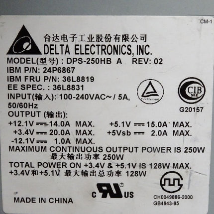 Delta Electronics DPS-250HB IBM 24P6867 Power Supply 250W - Maranos.de