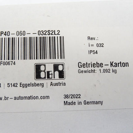 B&R Getriebe 8GP40-060--032S2L2 i=32 / Neu OVP - Maranos.de