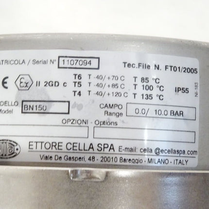 Wika Ettore Cella BN150 Manometer 0-10bar / Neu - Maranos.de