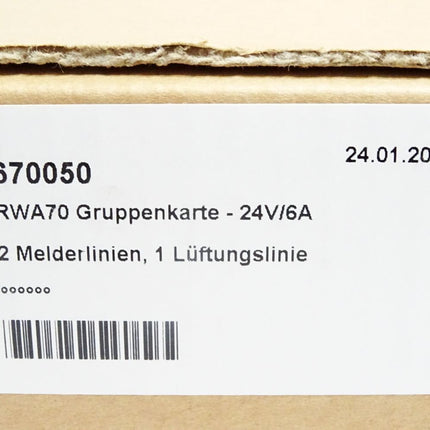RWA70 Gruppenkarte 24V 6A 2 Melderlinien 1 Lüftungslinie 670050 / Neu OVP - Maranos.de