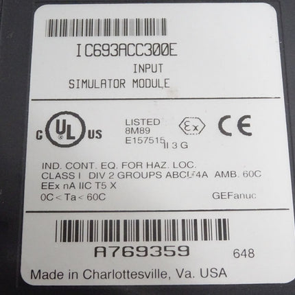 Fanuc GE IC693ACC300E IC693ACC300 E Input Simulator Module / Neu OVP - Maranos.de