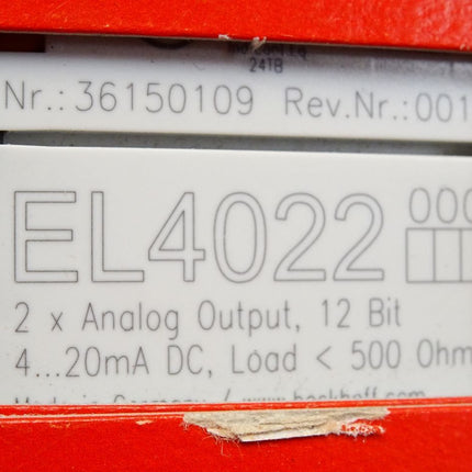 Beckhoff analoge Ausgangsklemme EL4022 Rev.0019 / Neu OVP - Maranos.de