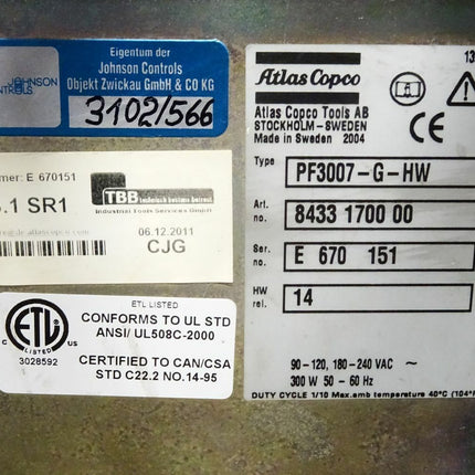 Atlas Copco PF3007-G-HW / 8433170000 - Maranos.de