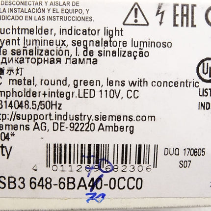 Siemens Leuchtmelder klar 3SB3648-6BA70-0CC0 3SB3 648-6BA70-0CC0 / Neu - Maranos.de