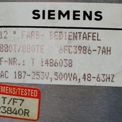 Siemens Sinumerik 12" Farb-Bedientafel / 6FC3986-7AH - Maranos.de
