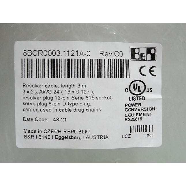 B&R 8BCR0003.1121A-0 Rev. C0 Resolverkabel Länge 3 m / Neu OVP - Maranos.de