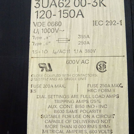 Siemens Sterndreieckstarter 3TE5202-5A 3UA6200-3K  3TF52 3TF50 7PU6220 ohne Abdeckung - Maranos.de