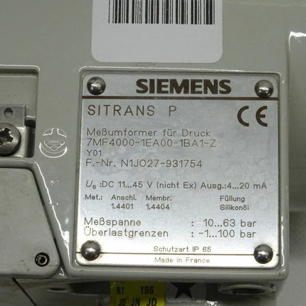 Siemens Sitrans P 7MF4000-1EA00-1BA1-Z / 7MF 4000-1EA00-1BA1-Z - Maranos.de