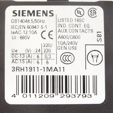 Siemens Hilfsschalterblock 3RH1911-1MA11 / Neu - Maranos.de
