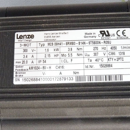 Lenze Servomotor MCS09H41-SRMB0-B14N-ST5S00N-R0SU 1.6kW 4050min-1 - Maranos.de