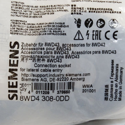 Siemens 8WD4308-0DD Anschlussdose für 8WD43 / Neu OVP - Maranos.de