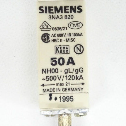Siemens 3NA3820 0636/21 50A NH00 - gL/gG / 3NA3 820 - Maranos.de