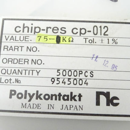 5000x Polykontakt SMD Widerstände 75K Ohm NEU - Maranos.de
