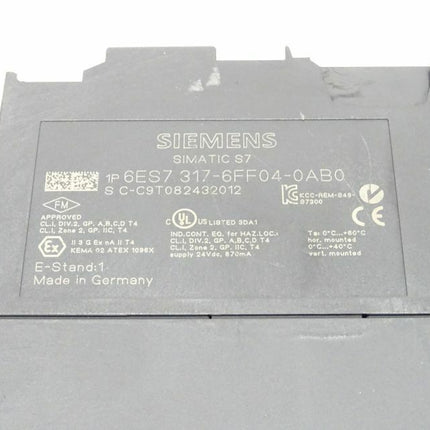 Siemens 6ES7317-6FF04-0AB0 Simatic S7 6ES7 317-6FF04-0AB0 E:01 - Maranos.de