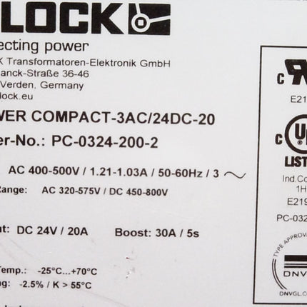 Block Power Compact-3AC/24DC-20 PC-0324-200-2 Schaltnetzteil - Maranos.de